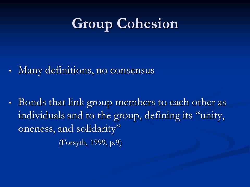 Group cohesion benefits